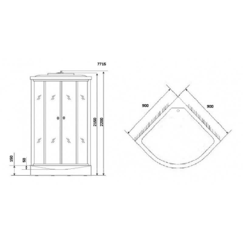 Душевая кабина NIAGARA LUXE NG-7715G (900x900х2150) низкий поддон стенки ЗОЛОТО 4 мест