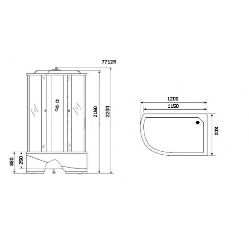 Душевая кабина NIAGARA LUXE NG-7712WR (800x1200х2150) высокий поддон стенки БЕЛЫЕ 4 места