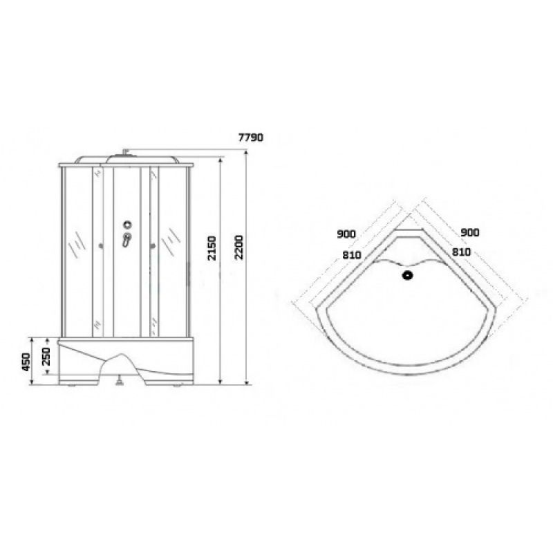 Душевая кабина NIAGARA LUXE NG-7790W (900x900х2150) высокий поддон стенки БЕЛЫЕ 4 места