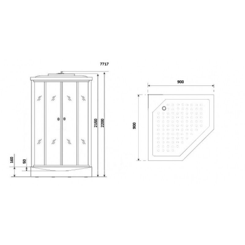 Душевая кабина NIAGARA LUXE NG-7717G (1000x1000х2150) низкий поддон стенки ЗОЛОТО 4 места