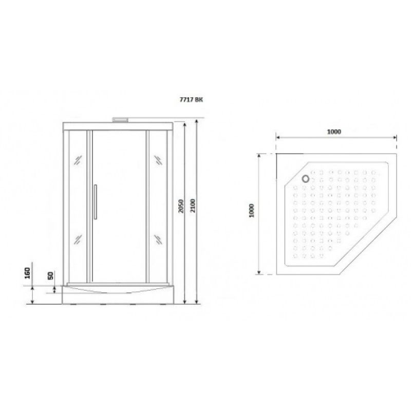 Душевая кабина NIAGARA LUXE NG-7717WBK (1000x1000х2100) низкий поддон стенки БЕЛЫЕ БЕЗ КРЫШИ 4 места