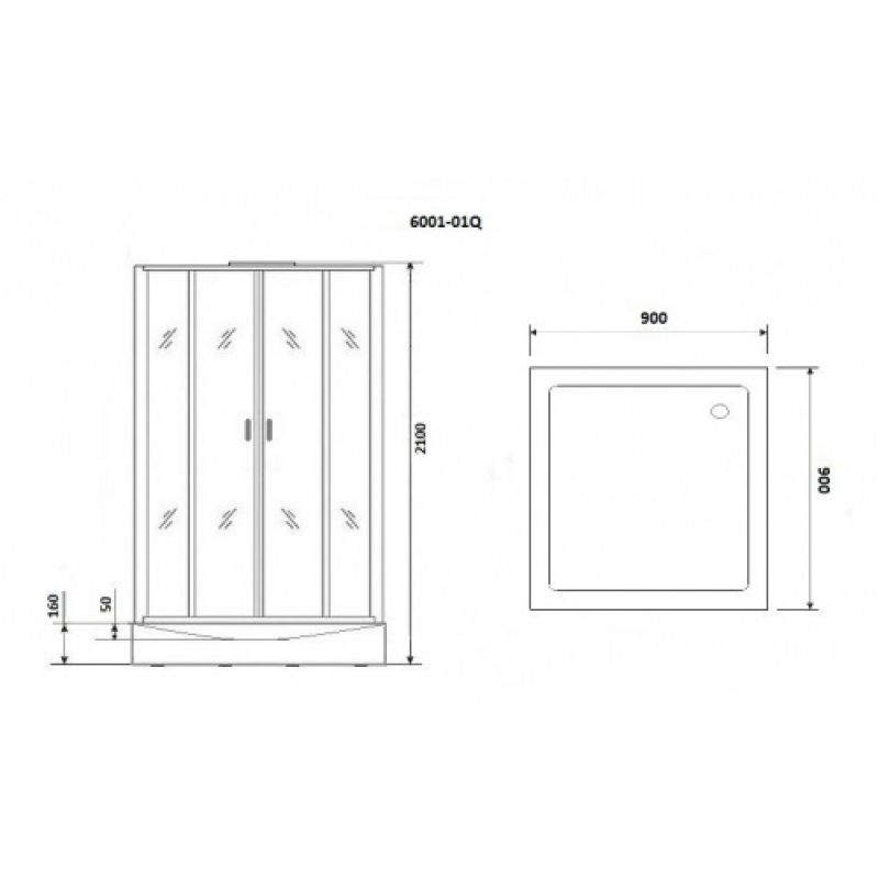 Душевая кабина NIAGARA PREMIUM NG-6001-01Q (900х900х2100) низкий поддон(16 см) стекло ПРОЗРАЧНОЕ, 4 места