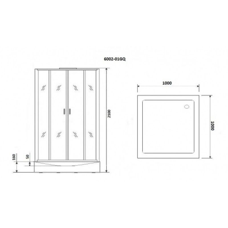 Душевая кабина NIAGARA PREMIUM NG-6002-01GQ (1000х1000х2100) низкий поддон(16 см) стекло ПРОЗРАЧНОЕ, 4 места