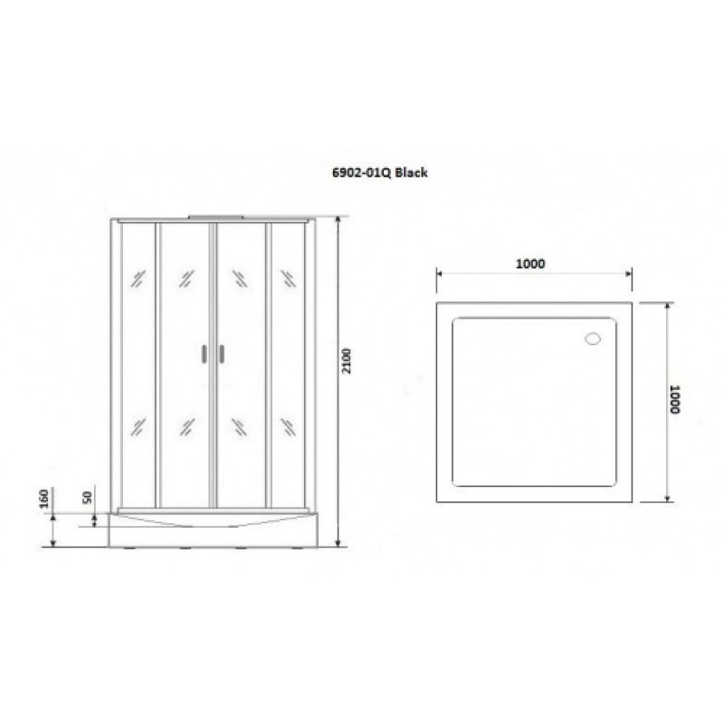 Душевая кабина NIAGARA PREMIUM NG-6901-01Q BLACK (900х900х2100) низкий поддон(16 см) стекло ТОНИРОВАННОЕ, 4 места