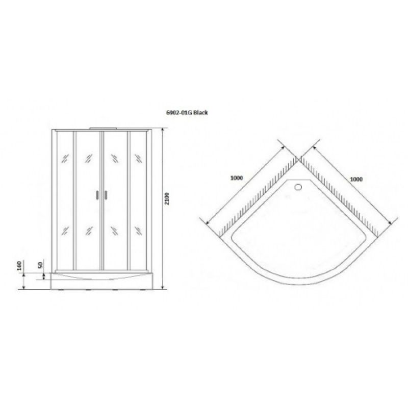 Душевая кабина NIAGARA PREMIUM NG-6902-01 BLACK (1000х1000х2100) низкий поддон (16 см) стекло ТОНИРОВАННОЕ, 4 места
