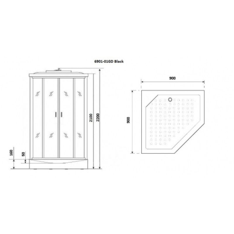Душевая кабина NIAGARA PREMIUM NG-6902-01GD BLACK (1000х1000х2200) низкий поддон(16 см) стекло ТОНИРОВАННОЕ, 4 места