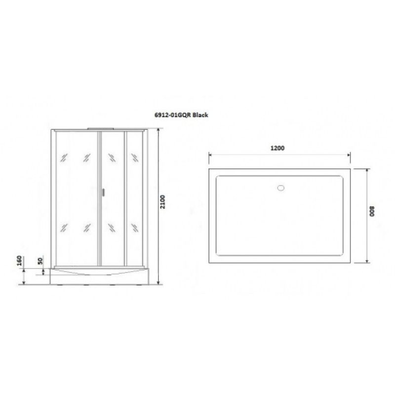 Душевая кабина NIAGARA PREMIUM NG-6912-01GQL BLACK (1200х800х2100) низкий поддон(16 см) стекло ТОНИРОВАННОЕ, 5 мест