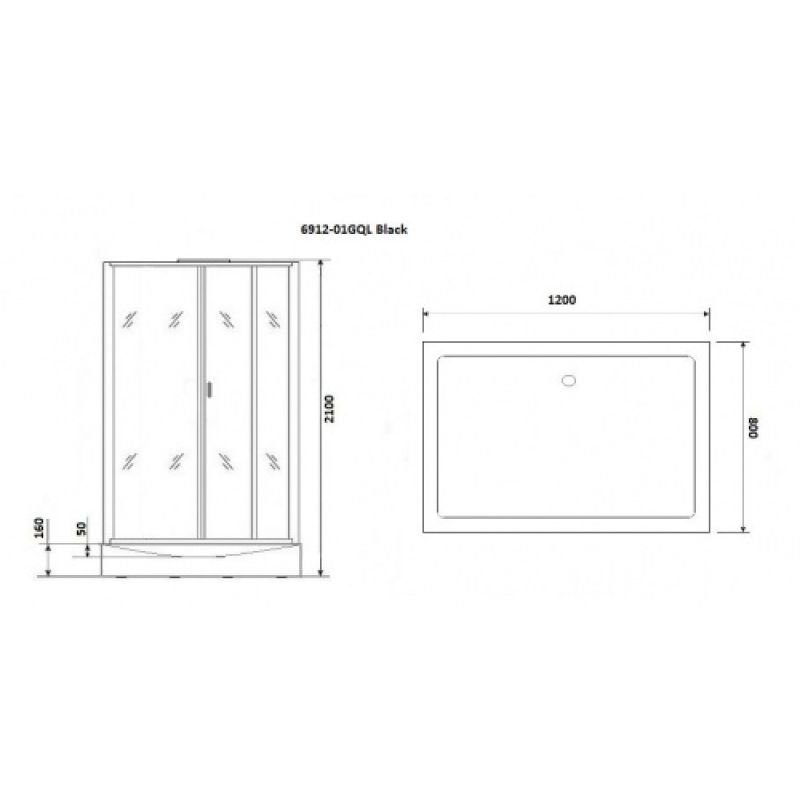 Душевая кабина NIAGARA PREMIUM NG-6912-01QR BLACK (1200х800х2100) низкий поддон (16 см) стекло ТОНИРОВАННОЕ, 4 места