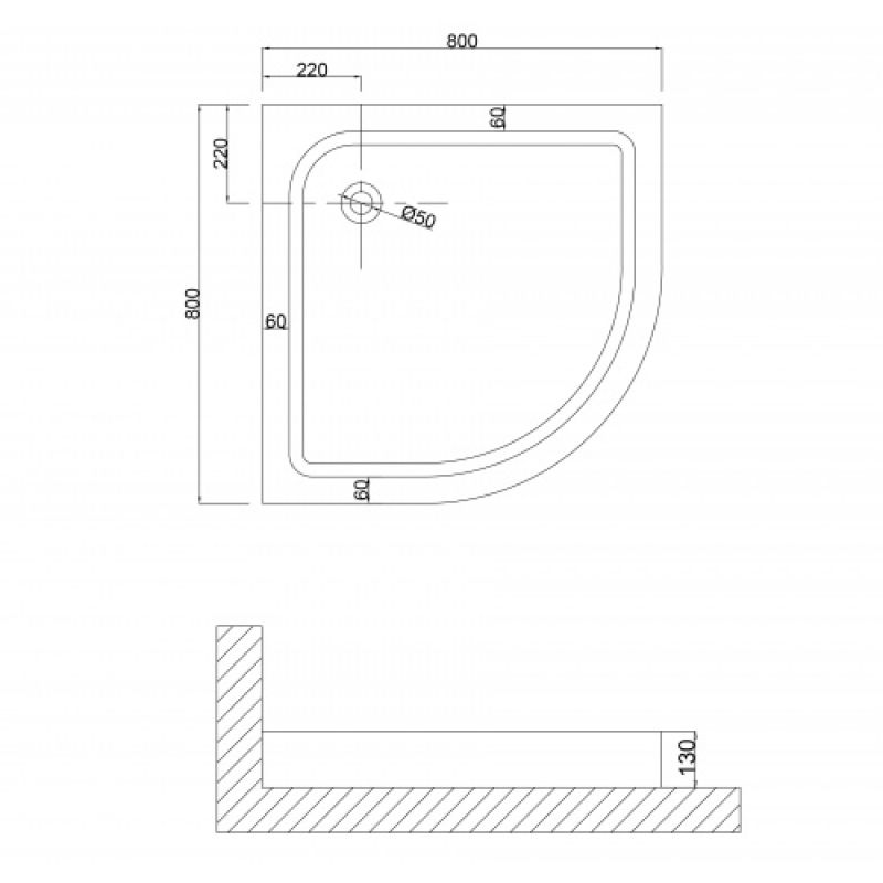 Душевой поддон Niagara NG-80-80 (80*80*13) полукруг