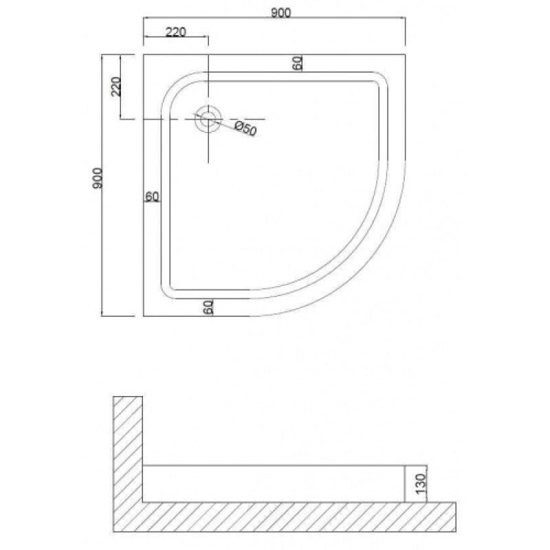 Душевой поддон Niagara NG-90-90 (90*90*13) полукруг