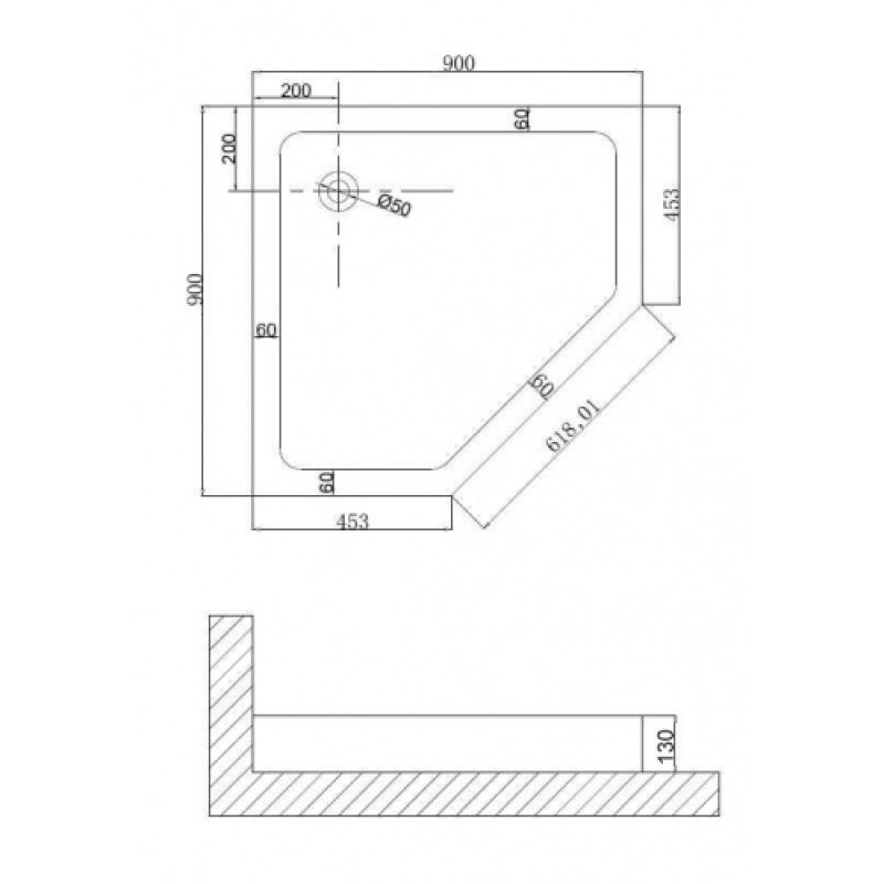 Душевой поддон Niagara NG-90-90D (90*90*13) трапеция