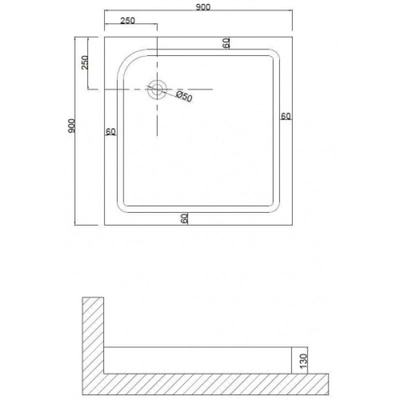 Душевой поддон Niagara NG-90-90Q (90*90*13) квадрат