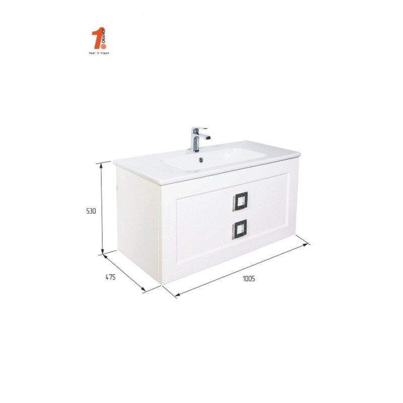Тумба с раковиной Orange Альма 100 см, подвесная, белая