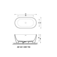 Ванна акриловая Art&Max AM-518-1500-780, 150 х 75, цвет белый