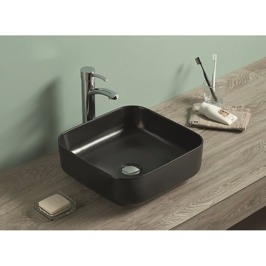 Раковина Art&Max, AM-78110-MB, 39 см, фаянс, цвет черный матовый