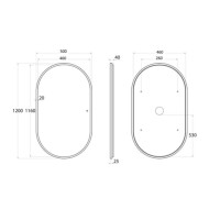 Зеркало Art&Max Bari AM-Bar-500-1200-DS-F-White, 50 см, LED подсветка, сенсорный выключатель, диммер, цвет белый матовый