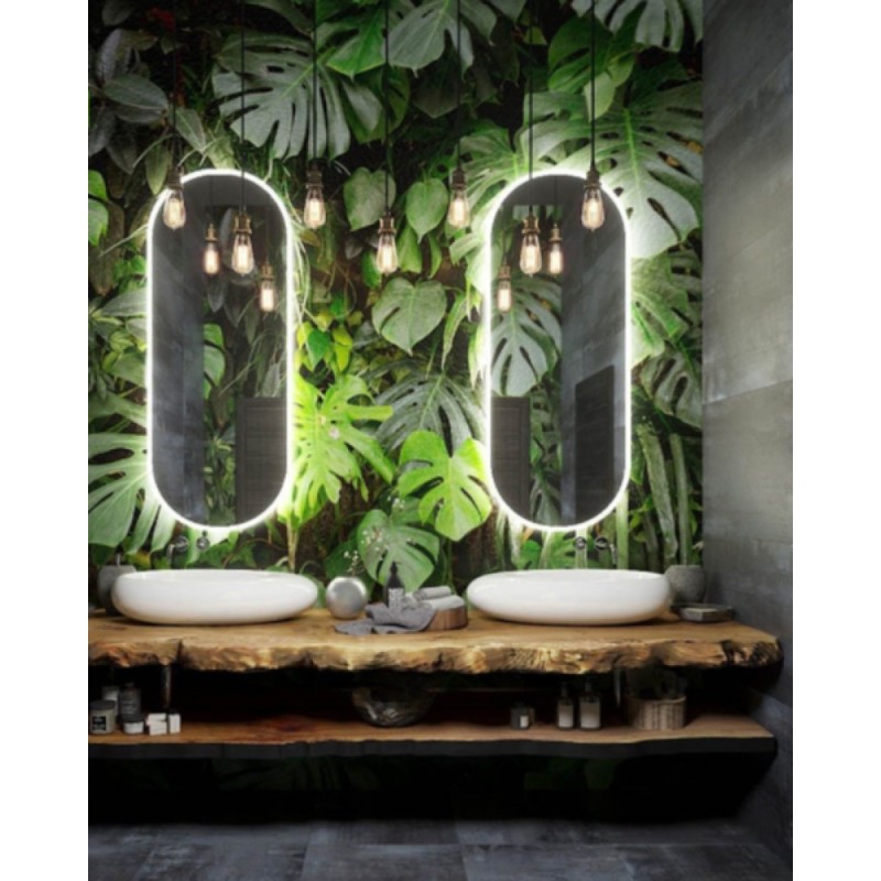 Зеркало Art&Max Bari AM-Bar-500-1200-DS-F-White, 50 см, LED подсветка, сенсорный выключатель, диммер, цвет белый матовый