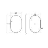 Зеркало Art&Max Bari AM-Bar-700-1100-DS-F-White, 70 см, LED подсветка, сенсорный выключатель, диммер, цвет белый матовый