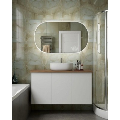 Зеркало Art&Max Bari AM-Bar-700-1100-DS-F-White, 70 см, LED подсветка, сенсорный выключатель, диммер, цвет белый матовый