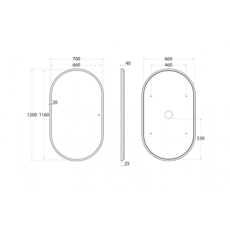Зеркало Art&Max Bari AM-Bar-700-1200-DS-F-White, 70 см, LED подсветка, сенсорный выключатель, диммер, цвет белый матовый