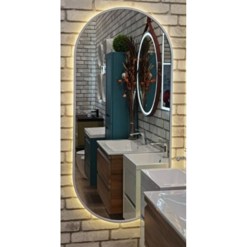 Зеркало Art&Max Bari AM-Bar-700-1500-DS-C-White, 70 см, LED подсветка, сенсорный выключатель, диммер, цвет белый матовый