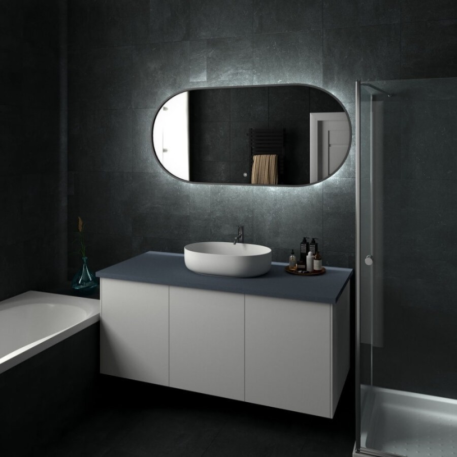 Зеркало Art&Max Bari AM-Bar-700-1500-DS-F 70 x 150 см с подсветкой, диммер, графит