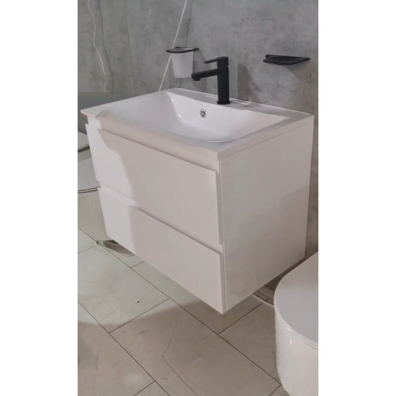 Тумба под раковину Art&Max AM-Bianchi-900-2C-SO-BL, 90 x 45 x 55 см подвесная, белый глянцевый