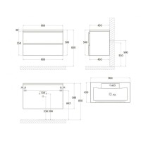 Тумба под раковину Art&Max Bianchi AM-Bianchi-900-2C-SO-CM, 90 см, подвесная, цвет капучино матовый