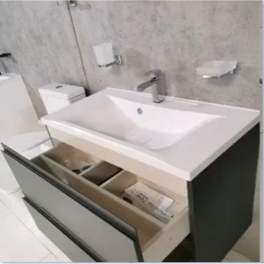 Тумба под раковину Art&Max AM-Bianchi-900-2C-SO-GM, 90 x 45 x 55 см подвесная, серый матовый