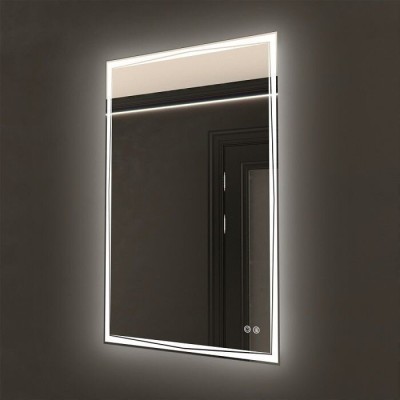 Зеркало Art&Max Firenze, AM-Fir-500-700-DS-F-H, 50 см, LED подсветка, сенсорный выключатель, диммер, антизапотевание, цвет белый