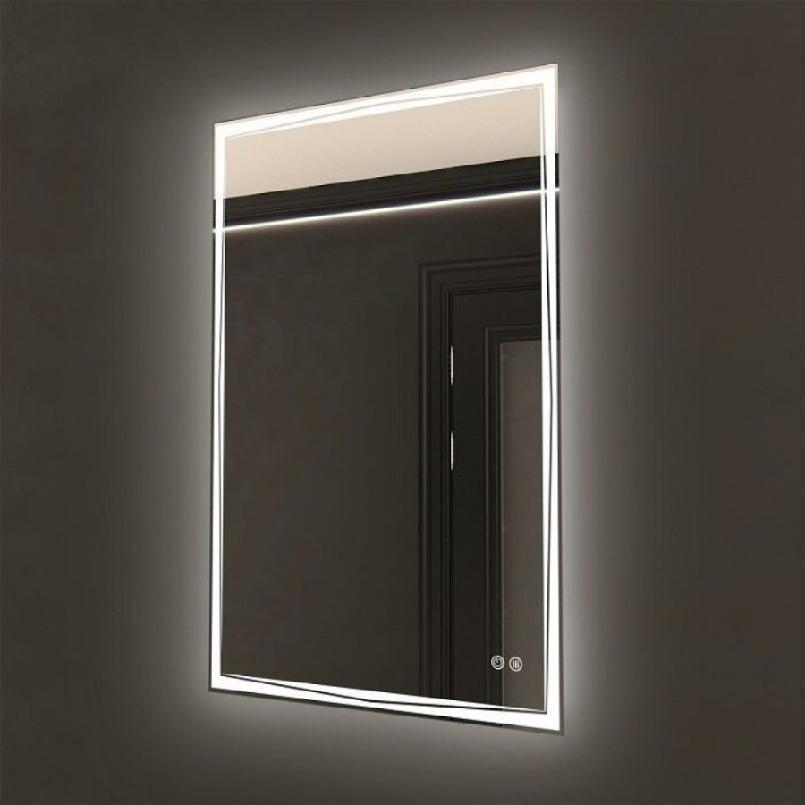 Зеркало Art&Max Firenze, AM-Fir-500-700-DS-F-H, 50 см, LED подсветка, сенсорный выключатель, диммер, антизапотевание, цвет белый