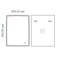 Зеркало Art&Max Firenze, AM-Fir-600-800-DS-F-H, 60 см, LED подсветка, сенсорный выключатель, диммер, антизапотевание, цвет белый