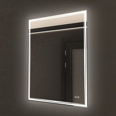 Зеркало Art&Max Firenze, AM-Fir-600-800-DS-F-H, 60 см, LED подсветка, сенсорный выключатель, диммер, антизапотевание, цвет белый