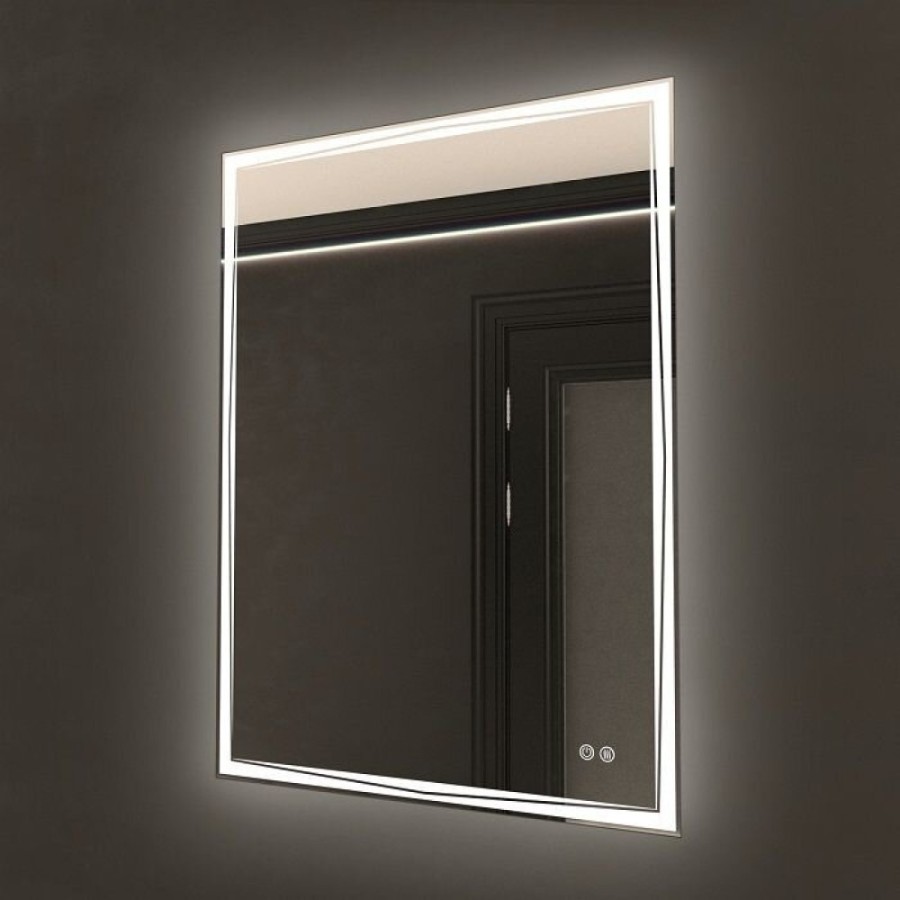 Зеркало Art&Max Firenze, AM-Fir-600-800-DS-F-H, 60 см, LED подсветка, сенсорный выключатель, диммер, антизапотевание, цвет белый