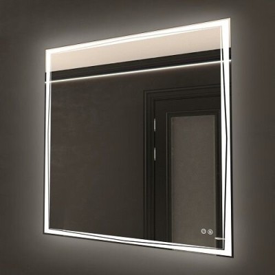 Зеркало Art&Max Firenze, AM-Fir-800-800-DS-F-H, 80 см, LED подсветка, сенсорный выключатель, диммер, антизапотевание, цвет белый