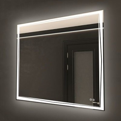 Зеркало Art&Max Firenze, AM-Fir-900-800-DS-F-H, 90 см, LED подсветка, сенсорный выключатель, диммер, антизапотевание, цвет белый