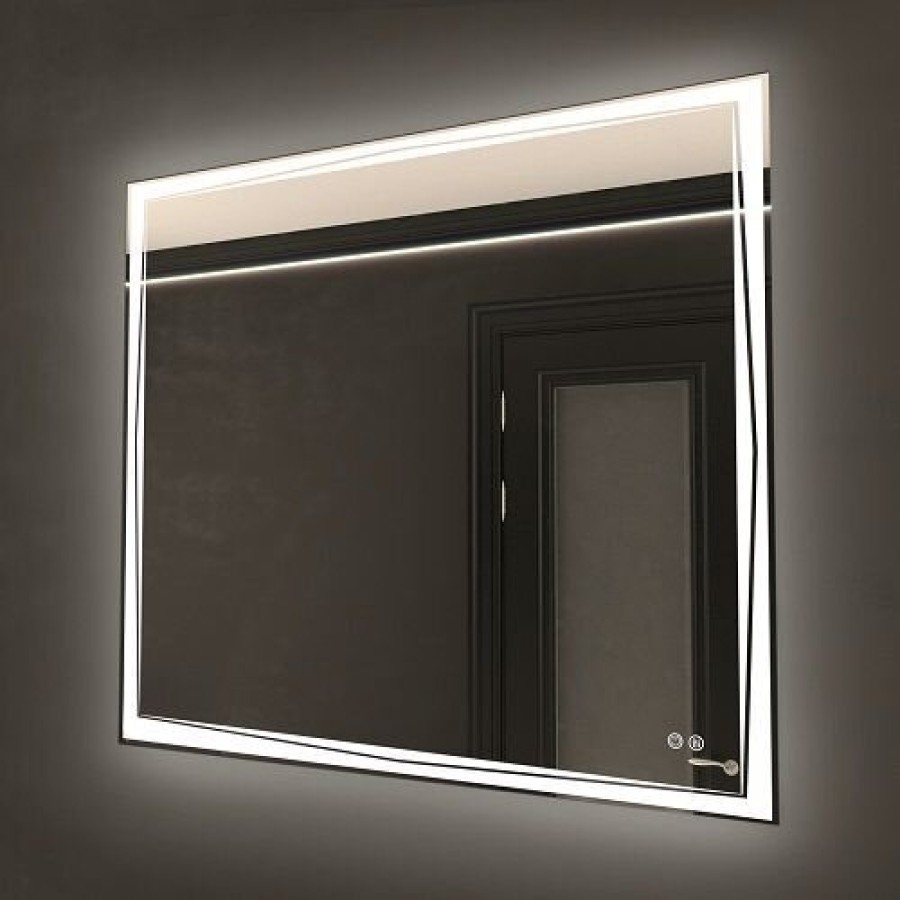 Зеркало Art&Max Firenze, AM-Fir-900-800-DS-F-H, 90 см, LED подсветка, сенсорный выключатель, диммер, антизапотевание, цвет белый
