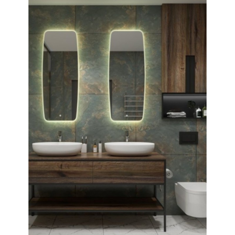 Зеркало Art&Max Forli AM-For-500-1200-DS-F, 50 см, LED подсветка, сенсорный выключатель, диммер, цвет белый