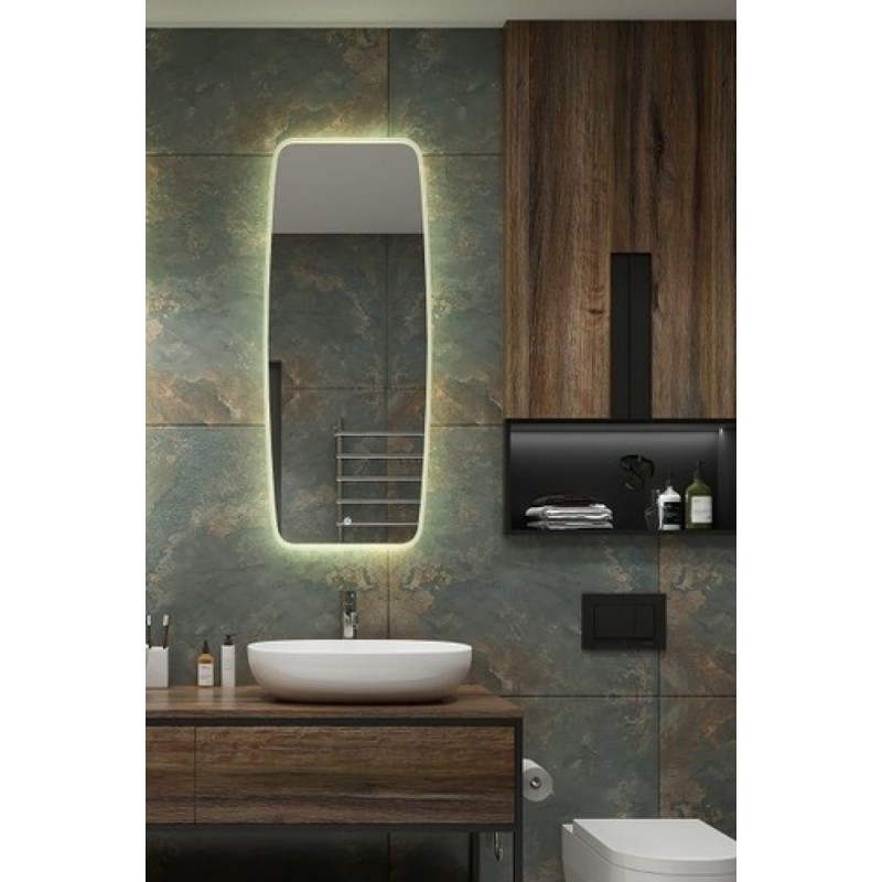 Зеркало Art&Max Forli AM-For-500-1200-DS-F, 50 см, LED подсветка, сенсорный выключатель, диммер, цвет белый