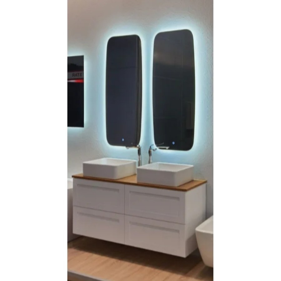 Зеркало Art&Max Forli AM-For-500-1200-DS-F, 50 см, LED подсветка, сенсорный выключатель, диммер, цвет белый