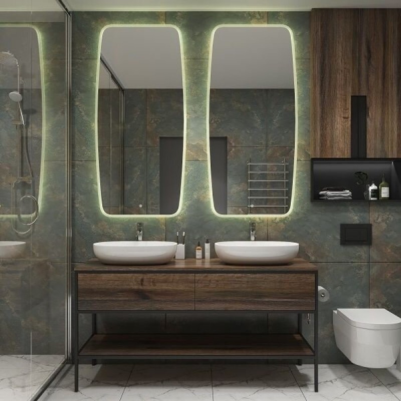 Зеркало Art&Max Forli AM-For-700-1500-DS-F, 70 см, LED подсветка, сенсорный выключатель, диммер, цвет белый