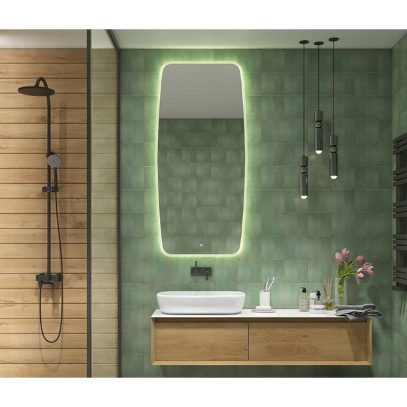 Зеркало Art&Max Forli AM-For-700-1500-DS-F, 70 см, LED подсветка, сенсорный выключатель, диммер, цвет белый