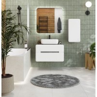 Тумба под раковину Art&Max AM-Genova-800-2C-SO-LN, 80 см подвесная, бетон лофт натуральный, белый глянцевый