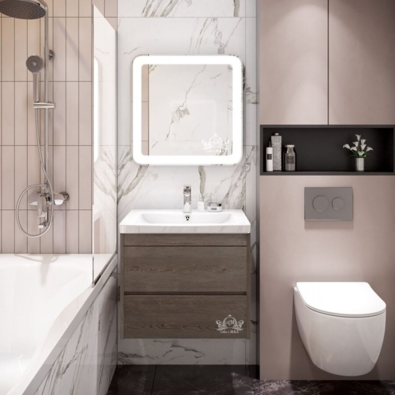 Зеркало Art&Max Latina AM-Lat-800-800-DS-F 80 x 80 см с подсветкой, диммер