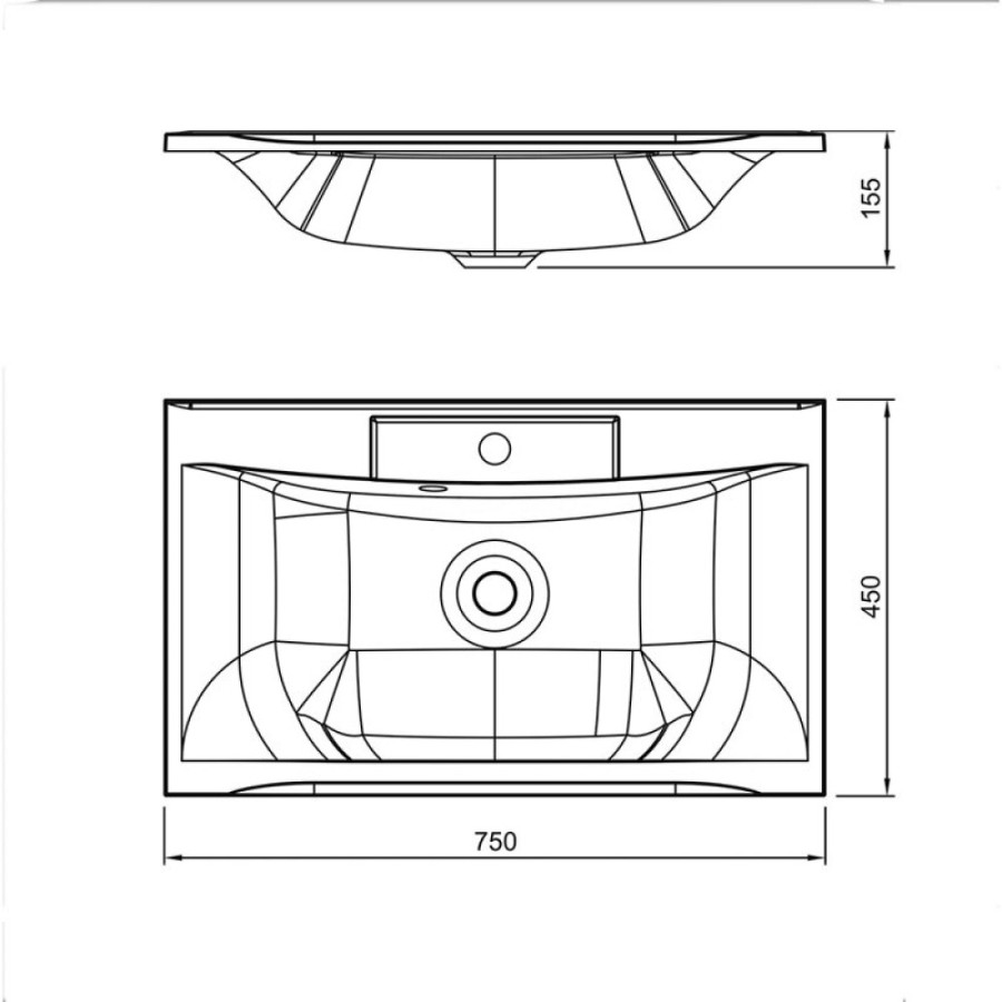 Раковина Art&Max AM-LAV-750-MR-FP 75 см искусственный мрамор, белый