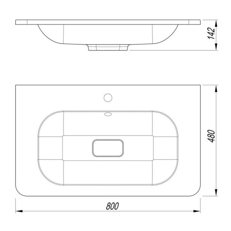 Раковина Art&Max AM-LAV-800-MR-FN, 80 см, искусственный камень, белый матовый