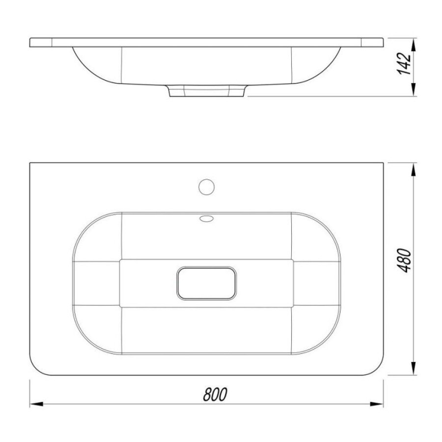 Раковина Art&Max AM-LAV-800-MR-FN, 80 см, искусственный камень, белый матовый