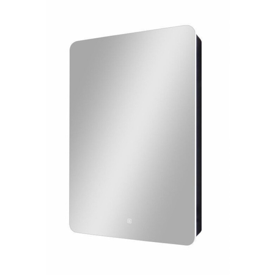 Шкаф Art&Max Lecce L, AM-Lec-560-850-1D-L-DS-F-Nero, 56 см, с зеркальной створкой, LED подсветка, цвет черный матовый