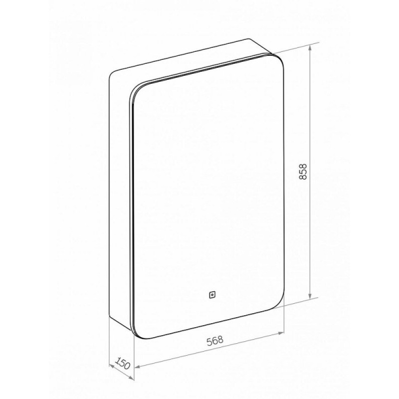Шкаф Art&Max Lecce R, AM-Lec-560-850-1D-R-DS-F-Nero, 56 см, с зеркальной створкой, LED подсветка, цвет черный матовый