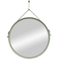 Зеркало Art&Max Milan 100 см с подсветкой, на ремне из белой кожи, AM-Mil-1000-DS-F